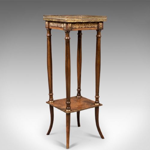 Antique Jardiniere, French Galleried Marble Stand, C.1850