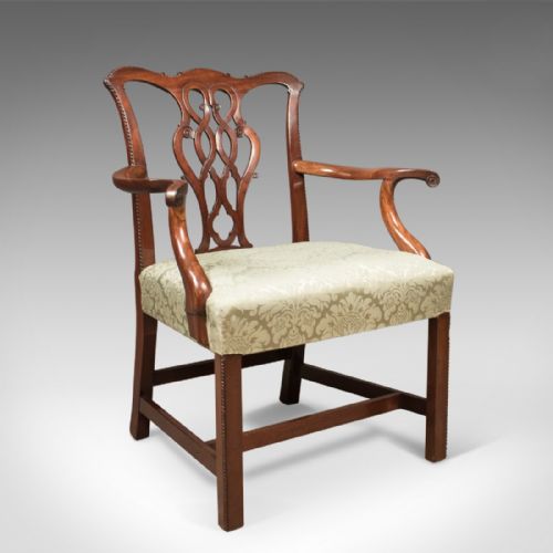 Antique Chair, Chippendale Influenced Carver Armchair, C.1800