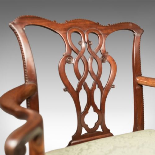 fig 4. Antique Chair, Chippendale Influenced Carver Armchair, c.1800