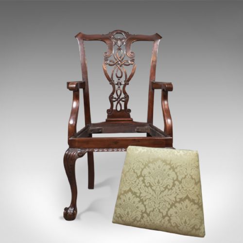 fig 2. Antique Carver Chair, Victorian Chippendale Revival, c.1890