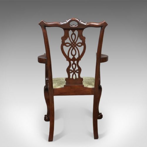 fig 4. Antique Carver Chair, Victorian Chippendale Revival, c.1890
