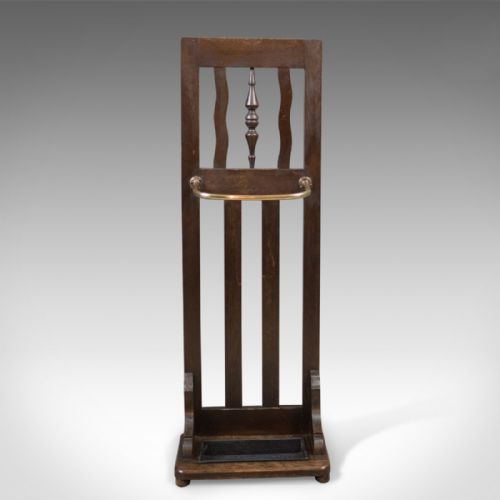 fig 1. Antique Stick Stand, Edwardian Oak Hall Valet c.1910