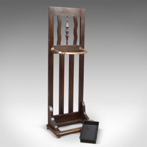 fig 3. Antique Stick Stand, Edwardian Oak Hall Valet c.1910