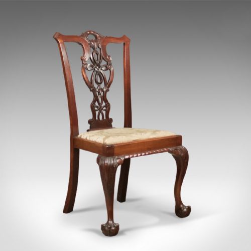 fig 1. Set of 4 Antique Dining Chairs, Victorian Chippendale Revival, c.1890
