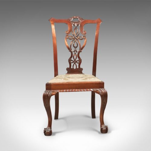 fig 2. Set of 4 Antique Dining Chairs, Victorian Chippendale Revival, c.1890