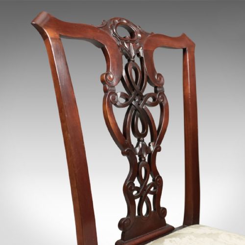 fig 5. Set of 4 Antique Dining Chairs, Victorian Chippendale Revival, c.1890