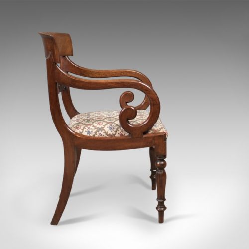 fig 2. Antique Scroll Arm Chair, Regency Mahogany c.1830
