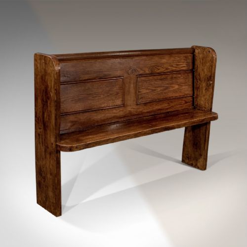 Antique Pine Bench Settle Pew Country Hall Seat 51" Long - Shallow Depth C1900