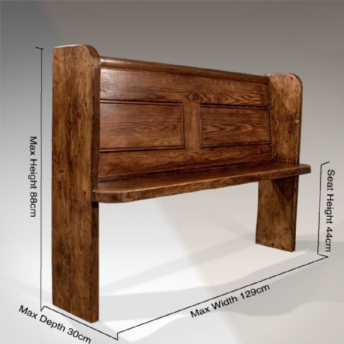 fig 2. Antique Pine Bench Settle Pew Country Hall Seat 51