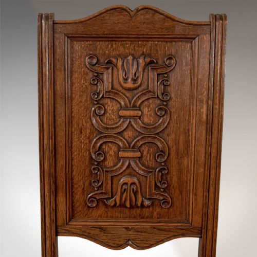 fig 2. Antique Oak Set of 6 French Kitchen Dining Chairs Quality Rush Seats c1910