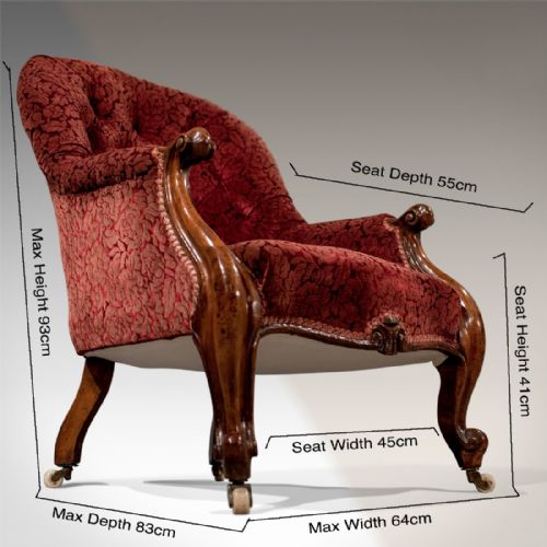 fig 1. Antique Armchair Salon Chair Quality English Victorian Mahogany c1850