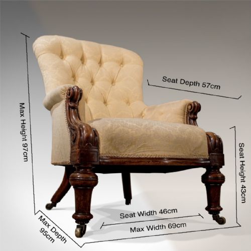 fig 1. Antique Walnut Armchair Gentlemen's Club Lounge Chair English Victorian c1860