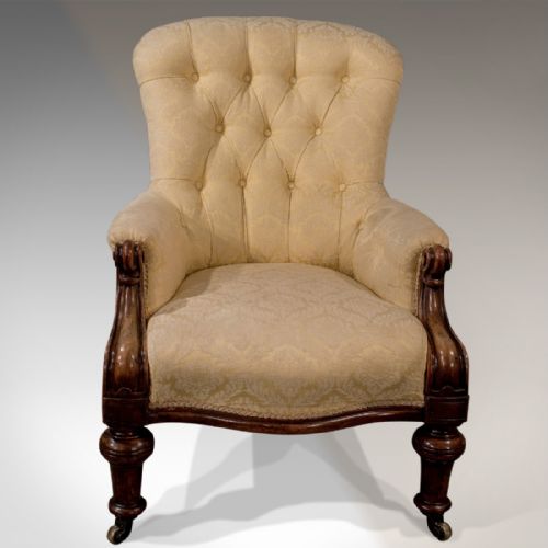 fig 2. Antique Walnut Armchair Gentlemen's Club Lounge Chair English Victorian c1860