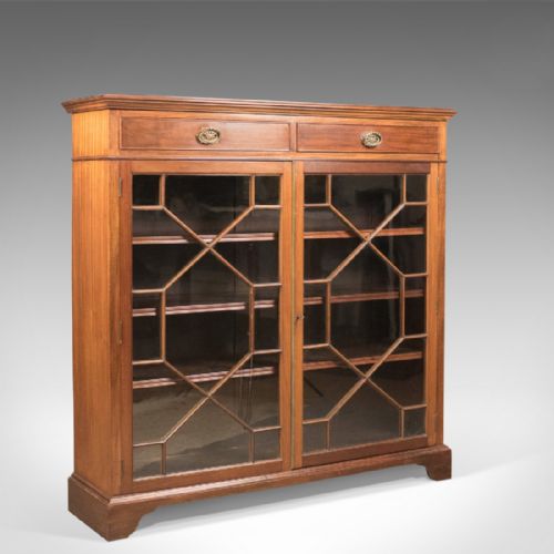 Antique Glazed Bookcase, Edwardian Display Cabinet, C.1910