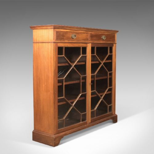fig 1. Antique Glazed Bookcase, Edwardian Display Cabinet, c.1910