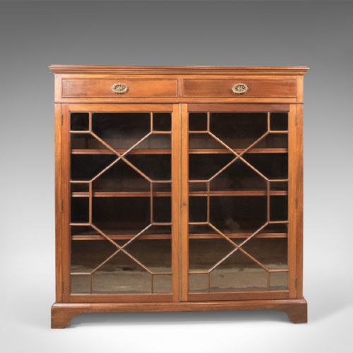 fig 2. Antique Glazed Bookcase, Edwardian Display Cabinet, c.1910