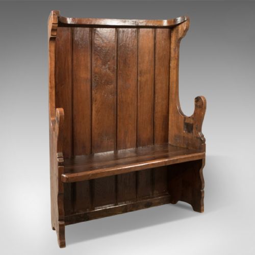 Antique Settle, Victorian Tavern Bench, C.1850