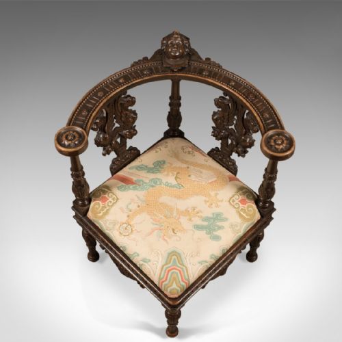 fig 2. Antique Corner Armchair, Carved Victorian Chair c.1870