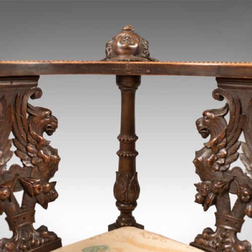fig 5. Antique Corner Armchair, Carved Victorian Chair c.1870