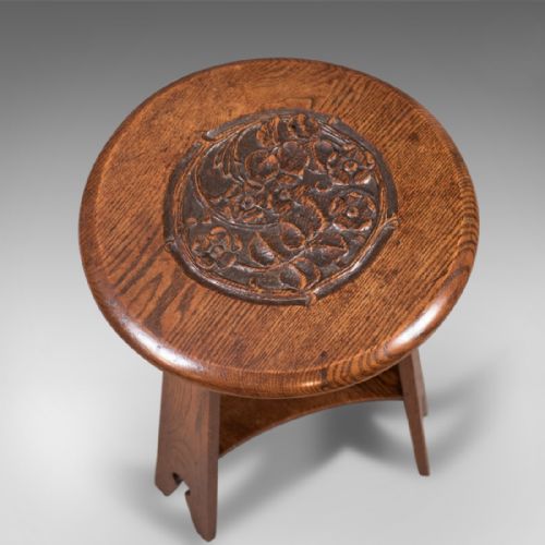 fig 2. Arts & Crafts Side Table, Carved Oak, c.1890