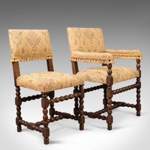 fig 2. Set of 6 Antique Dining Chairs, Edwardian Jacobean Revival