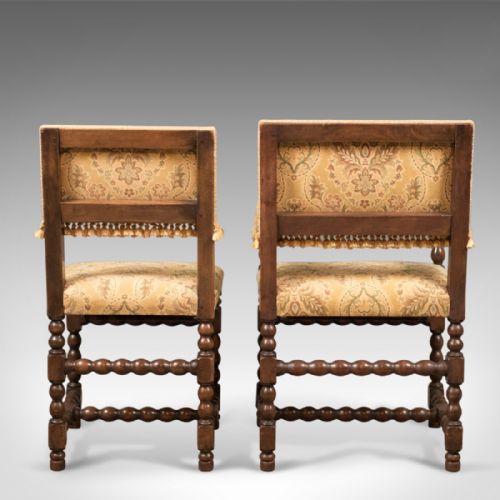 fig 4. Set of 6 Antique Dining Chairs, Edwardian Jacobean Revival