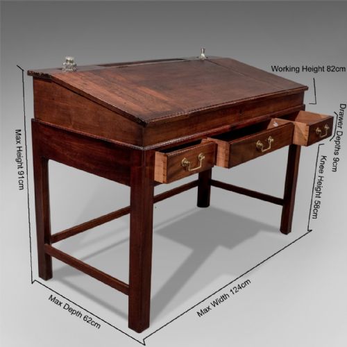 fig 1. Antique School Masters Desk, English, Georgian, Mahogany, Circa 1800