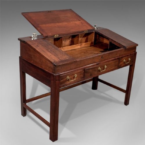 fig 2. Antique School Masters Desk, English, Georgian, Mahogany, Circa 1800