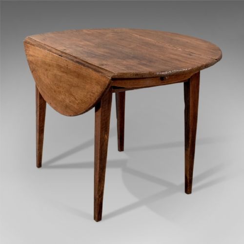 Antique French Kitchen Dining Table Country Fruitwood Circular Seats Four C1850