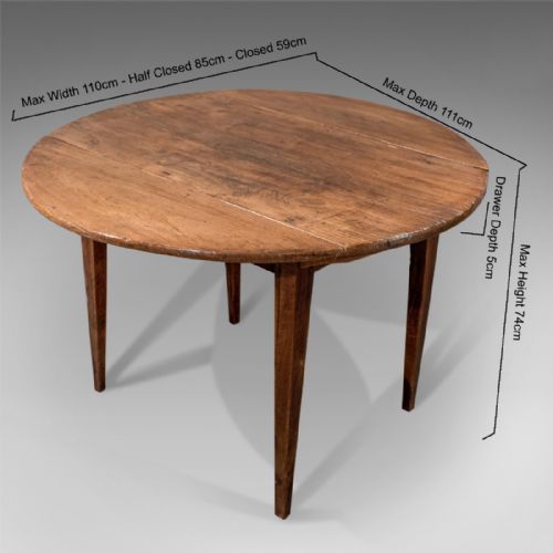 fig 1. Antique French Kitchen Dining Table Country Fruitwood Circular Seats Four c1850