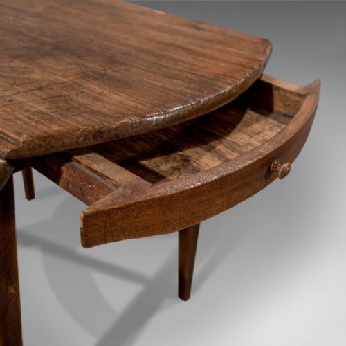 fig 2. Antique French Kitchen Dining Table Country Fruitwood Circular Seats Four c1850