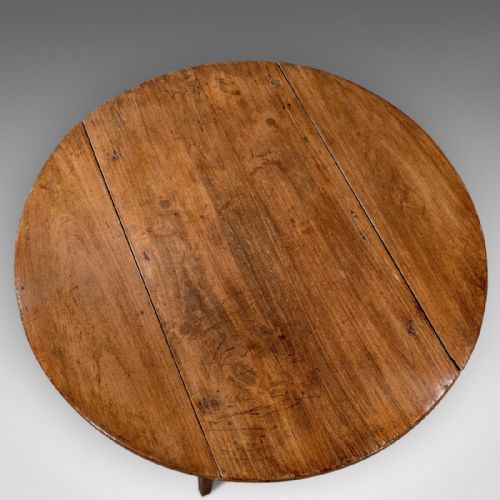 fig 3. Antique French Kitchen Dining Table Country Fruitwood Circular Seats Four c1850