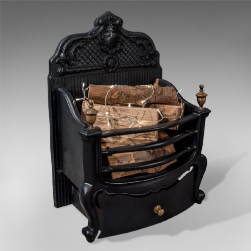 Antique Cast Iron Fire Grate Free Standing Basket English Victorian C1900