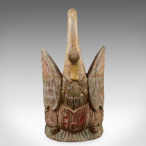 fig 1. Antique Painted Carved Swan Ornament, Victorian Doorstop