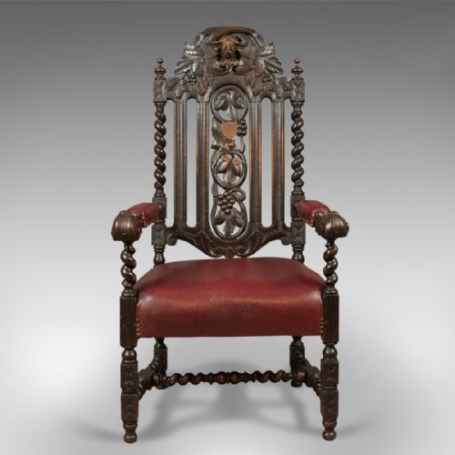 fig 1. Antique Lodge Chair, George V Oak Armchair 1913