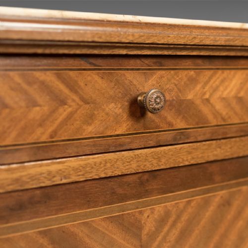 fig 3. Antique Bedside Cabinet, French Marble Topped Nightstand