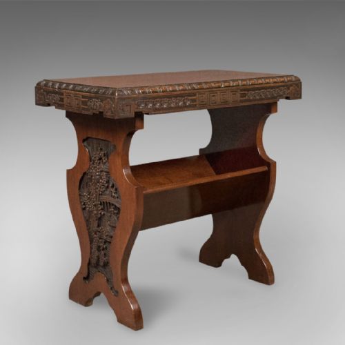 Antique Book Trough Side Table, Oriental Walnut C.1910