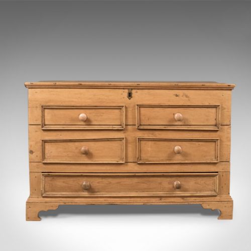 fig 1. Antique Pine Mule Chest, Victorian Trunk, English c.1900