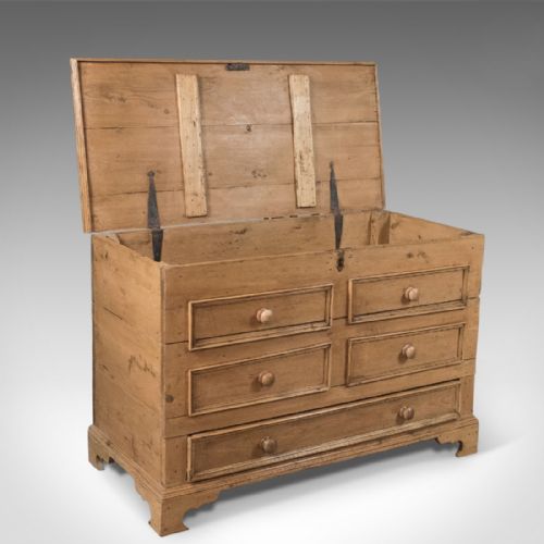 fig 3. Antique Pine Mule Chest, Victorian Trunk, English c.1900