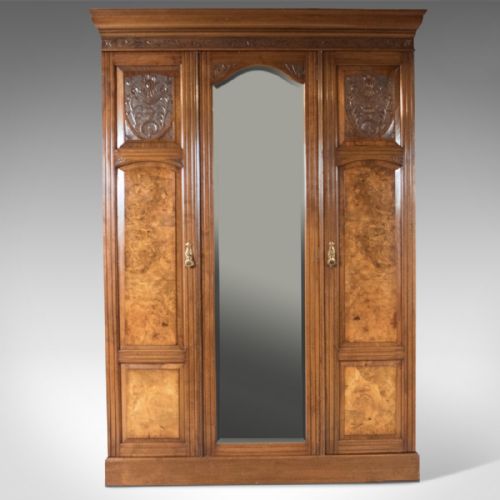 Antique Wardrobe, Victorian Mirrored Cupboard C.1880