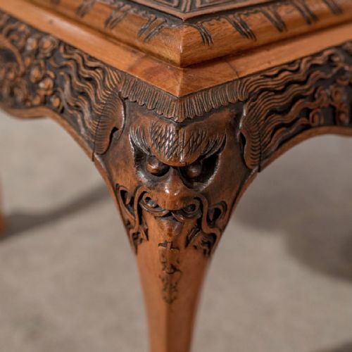 fig 3. Antique Edwardian Oriental Teak Coffee Magazine Low Table Quality c1910