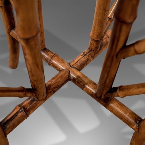 fig 3. Antique Octagonal Oriental Bamboo Lamp Side Table Lacquered Top Victorian c1890