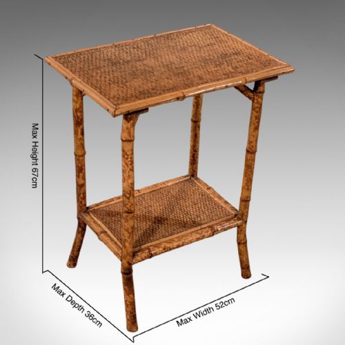 fig 1. Antique Bamboo Lamp Side Table Oriental Victorian Quality Two Tier c1900