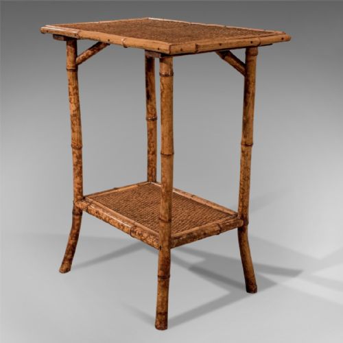 fig 2. Antique Bamboo Lamp Side Table Oriental Victorian Quality Two Tier c1900