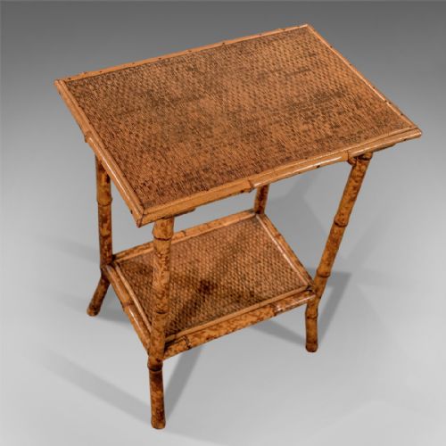 fig 3. Antique Bamboo Lamp Side Table Oriental Victorian Quality Two Tier c1900