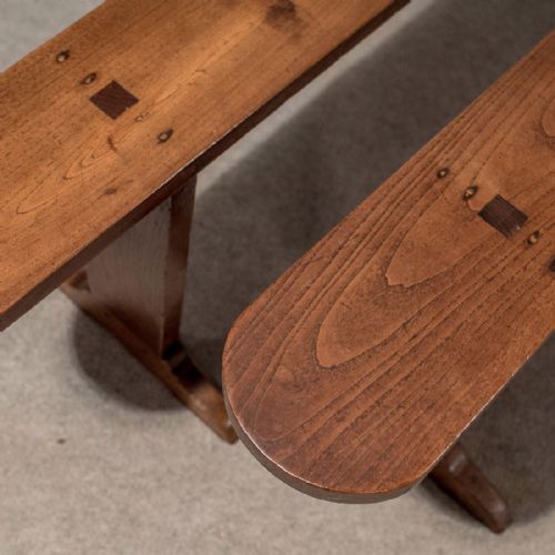 fig 2. Antique Pair of Very Long 9' Oak Benches Pew Seats Quality French Country c1900