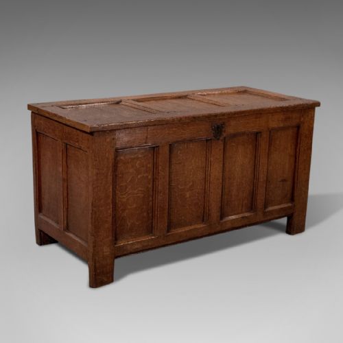 Antique Oak English Coffer Storage Chest Trunk Quality Georgian C1750