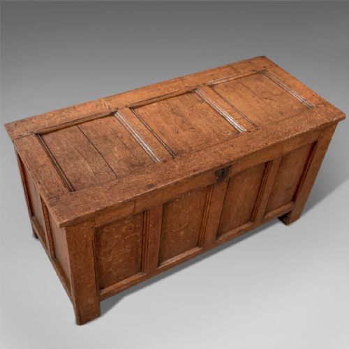 fig 2. Antique Oak English Coffer Storage Chest Trunk Quality Georgian c1750