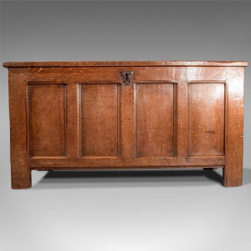 fig 4. Antique Oak English Coffer Storage Chest Trunk Quality Georgian c1750