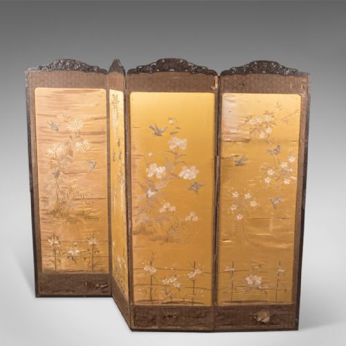 fig 1. Antique 4 Fold Screen, Victorian Room Divider